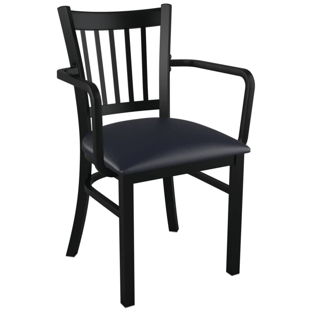 Slatted metal dining chair