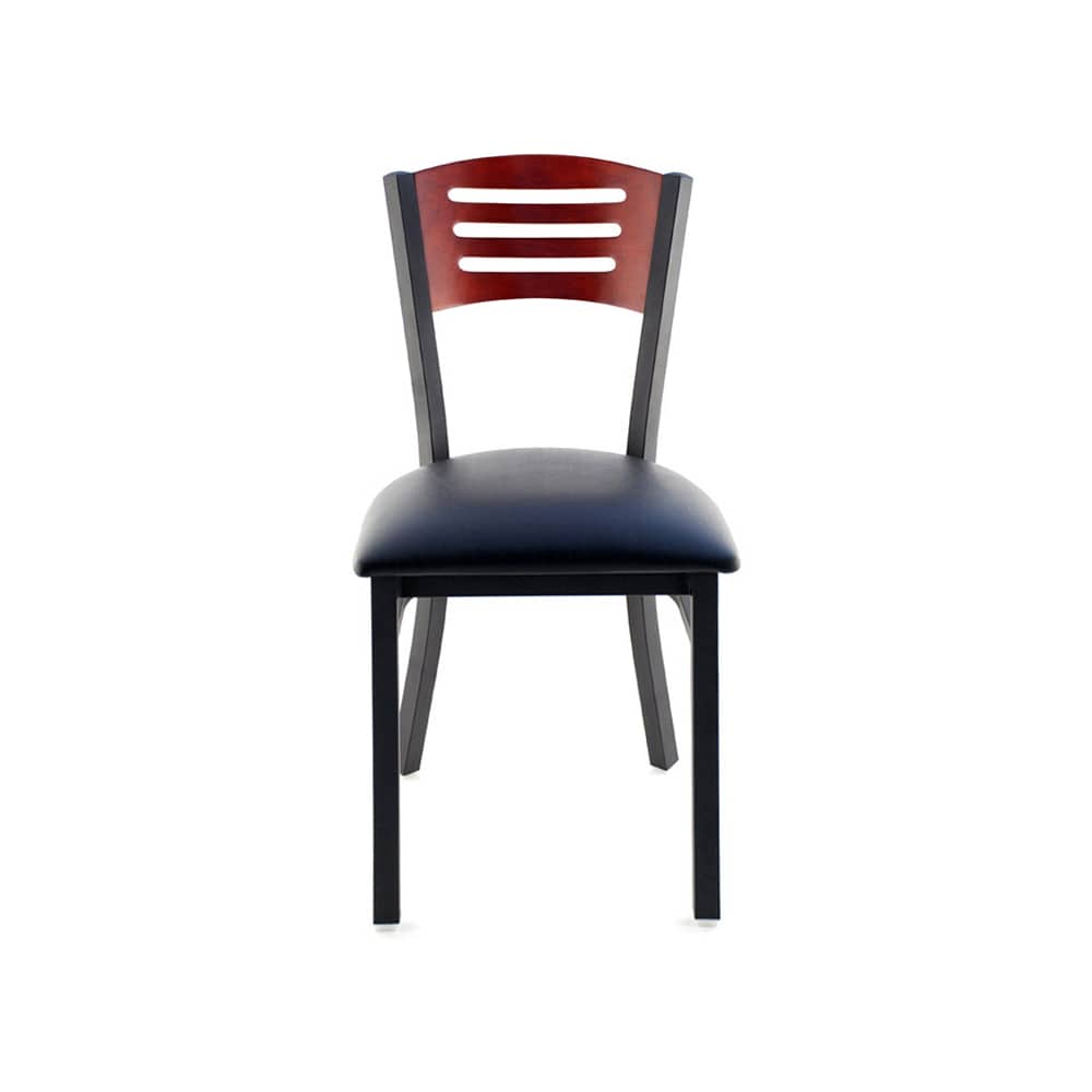 Slatted metal dining chair