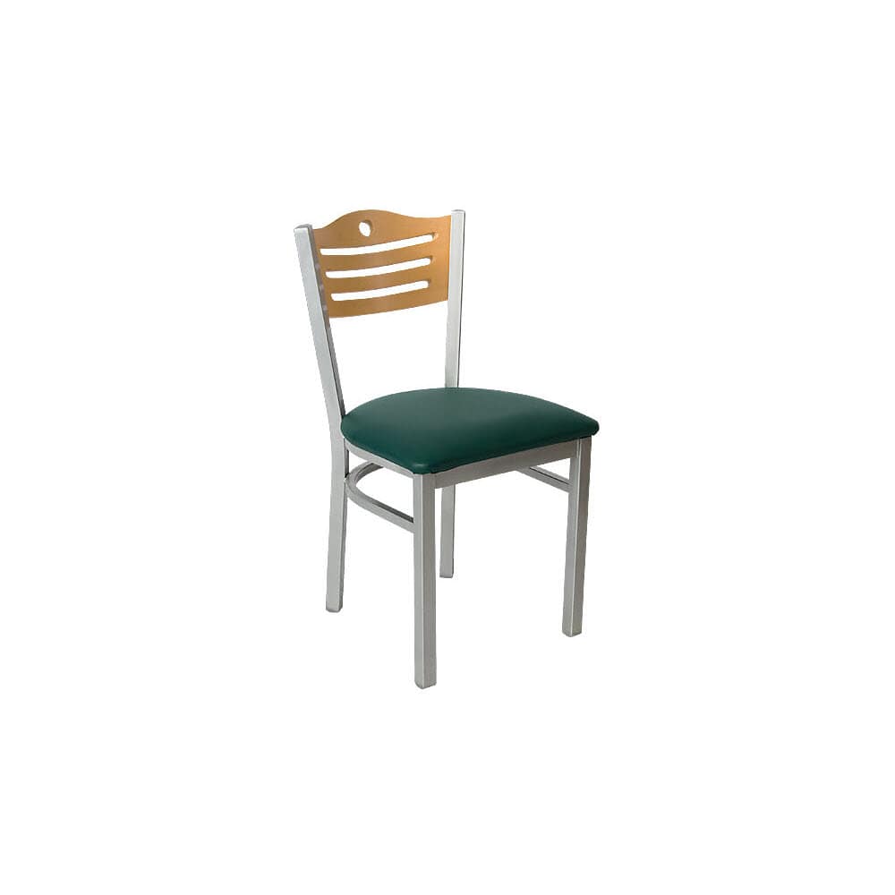 Slatted metal dining chair
