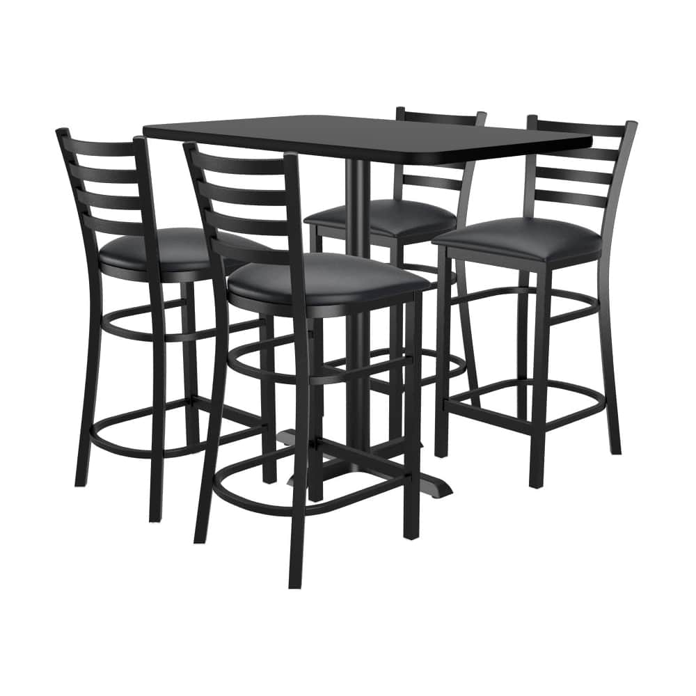 Ladder back metal bar stool set